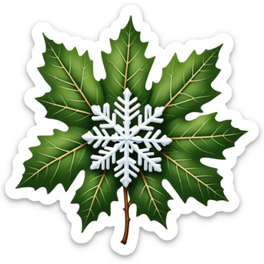 mulberry leaf and snowflake sticker