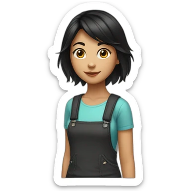 blackhair-cat-young-girl sticker