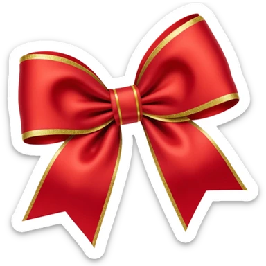 Red christmas bow with gold moving sticker