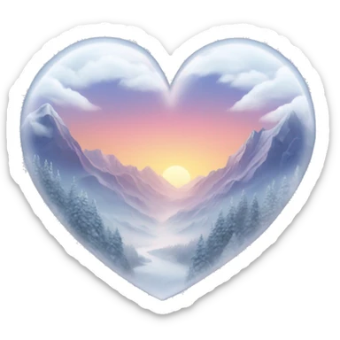 A transparent heart with mountains inside it winter  sticker