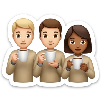 programmers team with coffee cups and code sticker