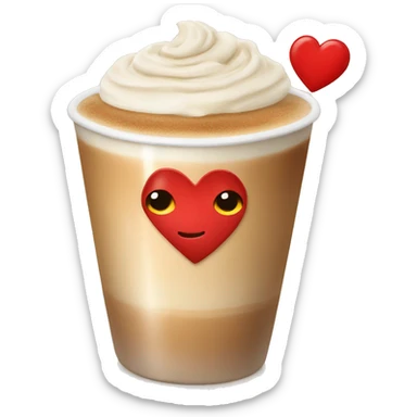 latte with creamy heart in a red cup sticker