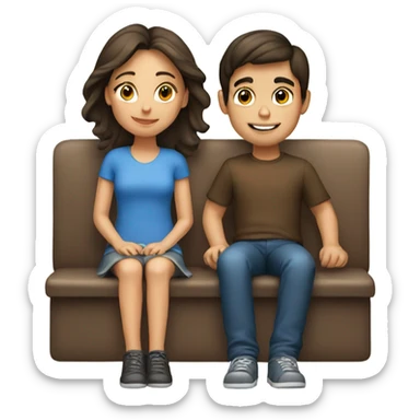 Brunette girl and boy sitting sticker