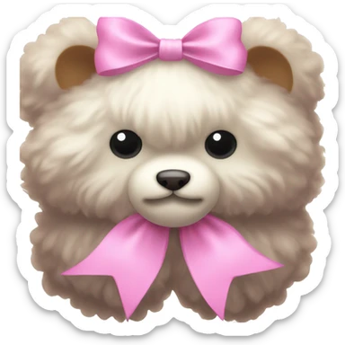 Pink fluffy bow sticker