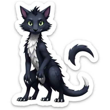 dark cool edgy feline-vernid-sergal-fursona animal creature with a tufted tail full body sticker