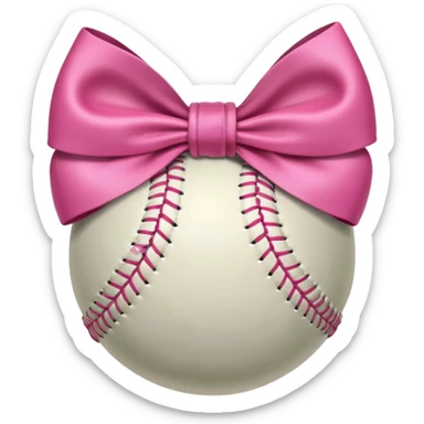 Softball with pink bow around it sticker