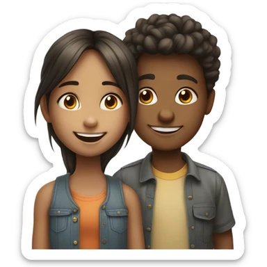 smiling girl and boy portrait sticker