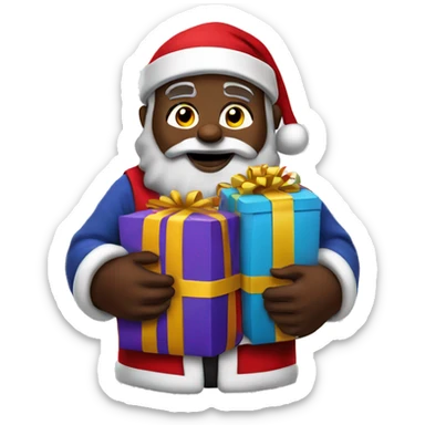 Black Santa Claus holding a sac full of gifts sticker