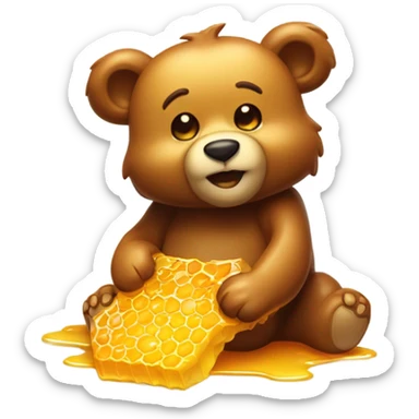 Bear eating honey  sticker