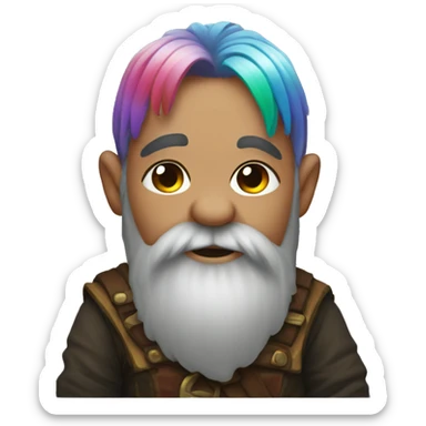 dwarf with rainbow hair sticker