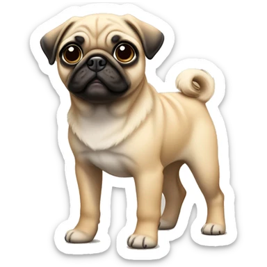 Fawn pug puppy standing sticker