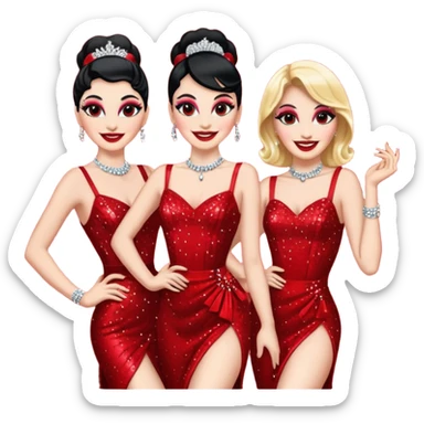 cabaret dancers in red sticker