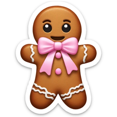 Gingerbread with baby pink bow sticker