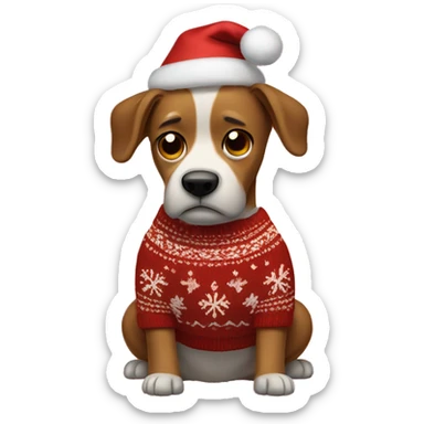 A frustrated dog in a christmas sweater  sticker