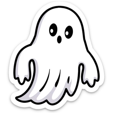 A cartoon face with crossed-out eyes and ghost leaving body sticker