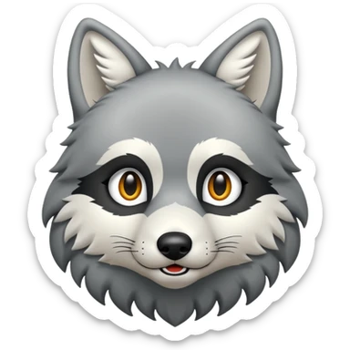 Huella de lobo de color blanco y borde negro  sticker