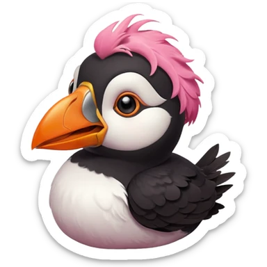 pink puffin angry blow steam nose beak sticker
