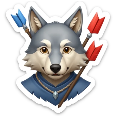 Medieval wolf stacked with arrows that and it had a sign in its mouth #Wolf sticker