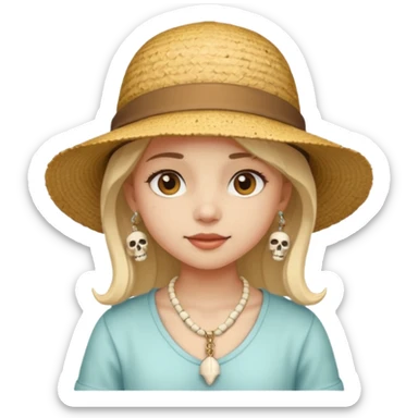 Hatted ancient girl wearing Bone Necklaces sticker