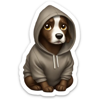 dog eating chocolate in a hoody sticker