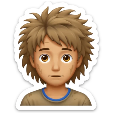 messy scruffy hair bum face sticker