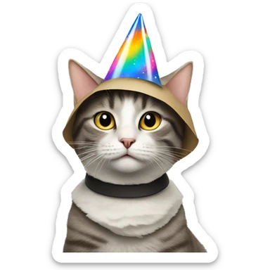 cat wearing a birthday hat at a star wars birthday party sticker