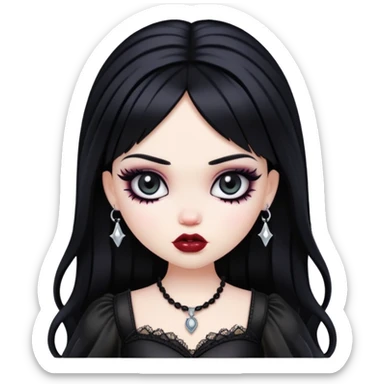 gothic pretty bratz baddie, black hair sticker