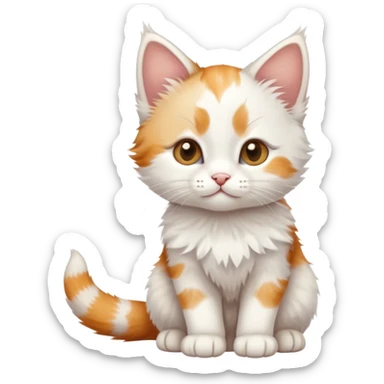 White kitten with some ginger on its head full body photo sticker