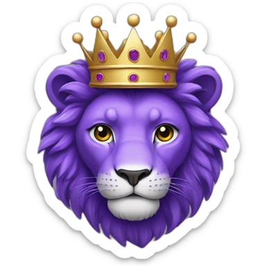 Purple lion wearing crown sticker