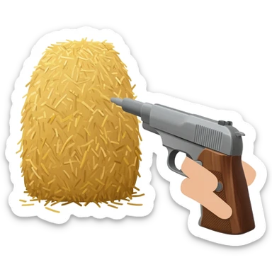 Emojis with a gun pointing at a hay bail sticker