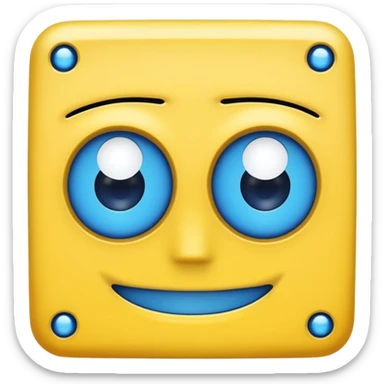 geometery dash square yellow body blue face square mouth and eyes sticker