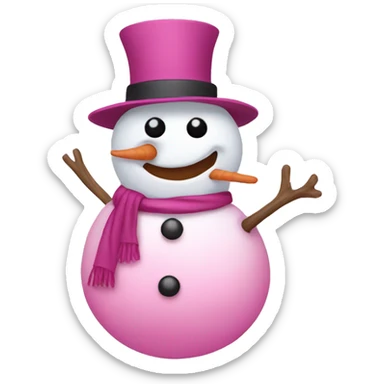 Pink snowman sticker