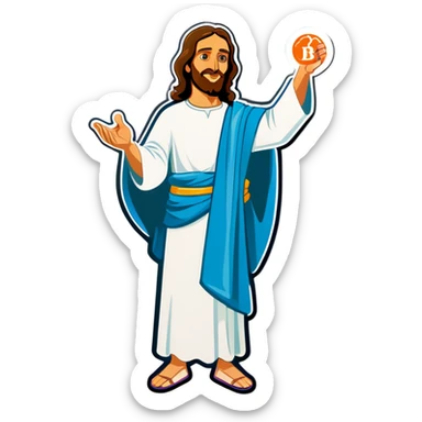 Jesus holds a sign that say RIGHT BRU! sticker