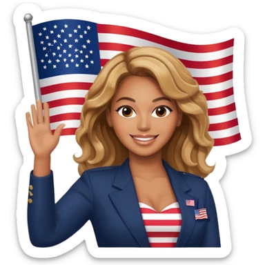 Beyonce with waving merican flag sticker