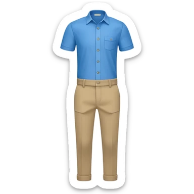 A 3D cartoon shirt and pants arranged side by side, semi-formal style, soft light, realistic Memoji-style. sticker