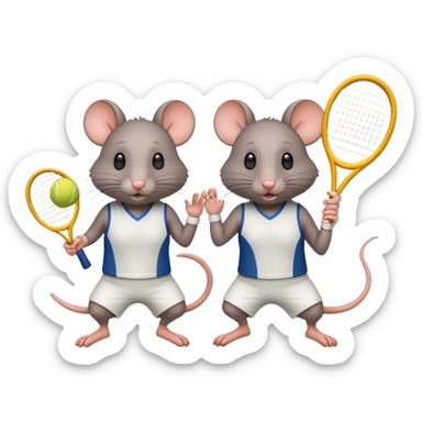 Rats playing tennis sticker