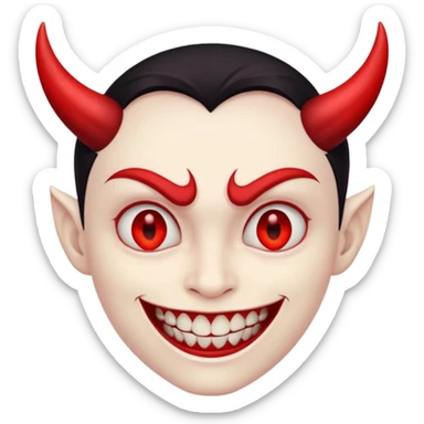 evil person with devilish smile sticker