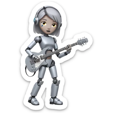 a cyper robot carry her note and electric guitar and try to change the world sticker