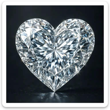 heart with gemstone facets, detailed sticker