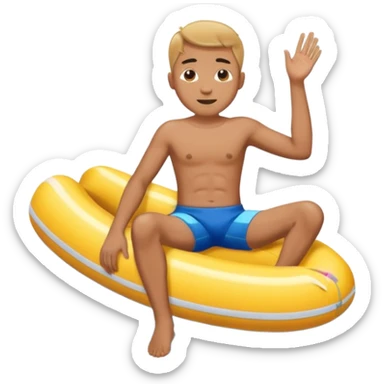 a man floatin on water while sitting on a tube sticker