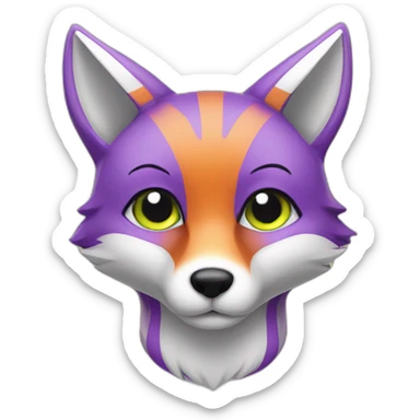 Purple fox with lime stripes sticker