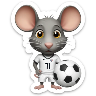 Rat with white soccer kit sticker
