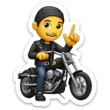 A biker making a rock sign with his hand sticker