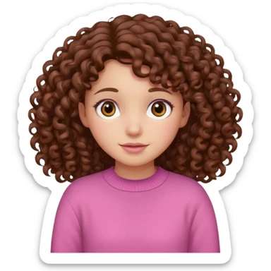 girl with curly brown hair and pink jumper sticker