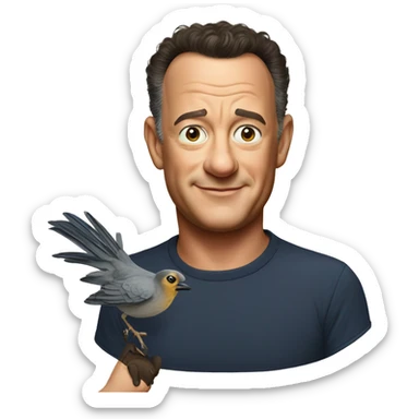 TOM HANKS WITH A BIRD sticker