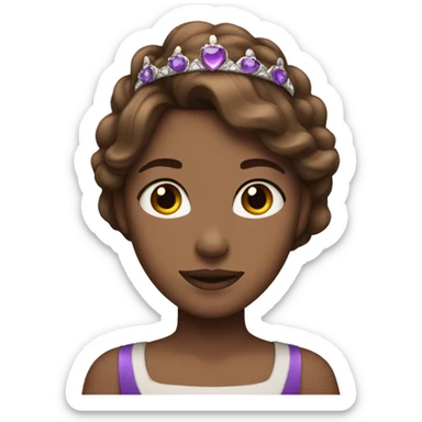 Girl with brown hair and purple tiara sticker