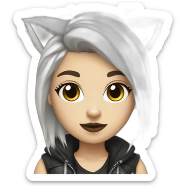Punk Style White Girl with in funky raccoon costume sticker