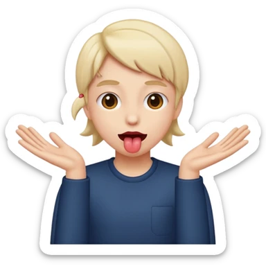 tongue sticking out with hands on side sticker