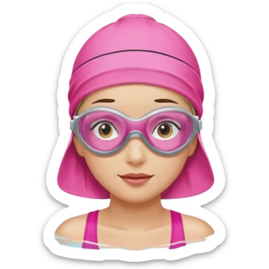 woman pink swim cap goggles sticker