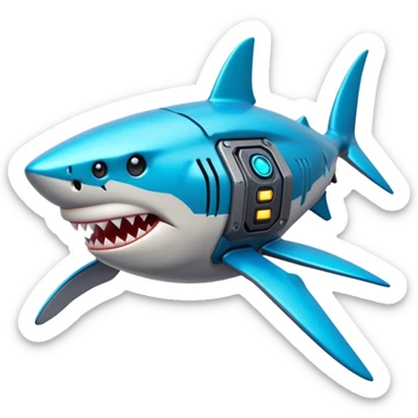 glitter mech shark cian cyberpunk sticker